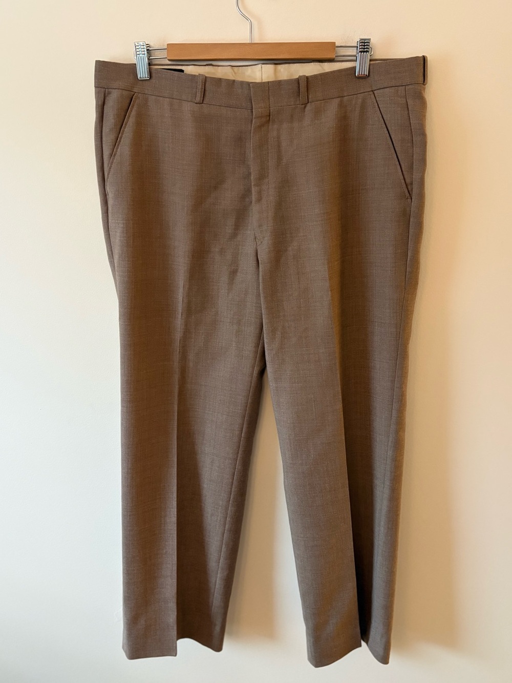 Vintage Wide Leg Brown Wool Trousers by Baycrest Made in Canada Size 18/XXL Fall - Picture 2 of 11